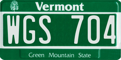 VT license plate WGS704
