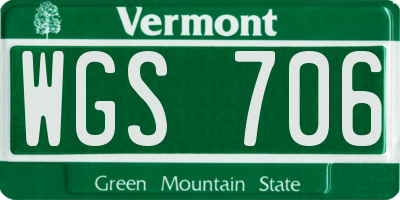 VT license plate WGS706