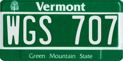 VT license plate WGS707