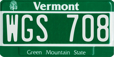 VT license plate WGS708