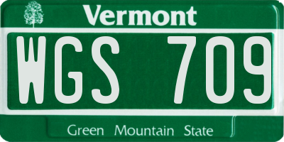 VT license plate WGS709