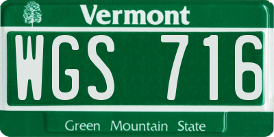 VT license plate WGS716