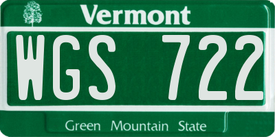 VT license plate WGS722