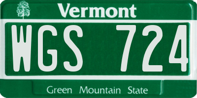 VT license plate WGS724