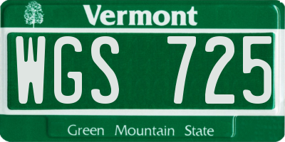 VT license plate WGS725