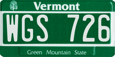 VT license plate WGS726