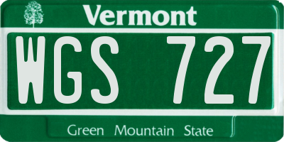 VT license plate WGS727