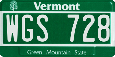 VT license plate WGS728