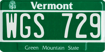 VT license plate WGS729