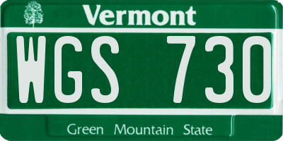 VT license plate WGS730