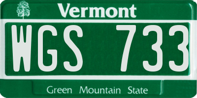 VT license plate WGS733