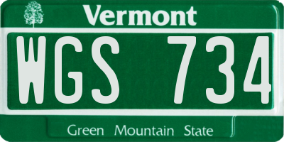 VT license plate WGS734