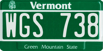 VT license plate WGS738
