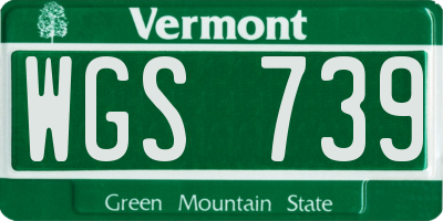 VT license plate WGS739