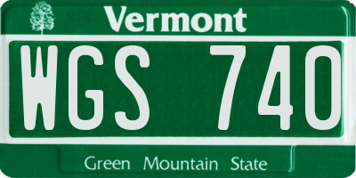 VT license plate WGS740