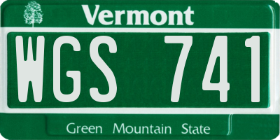 VT license plate WGS741