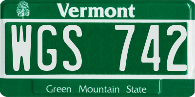 VT license plate WGS742