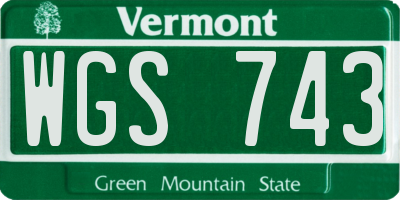 VT license plate WGS743