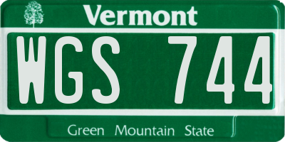 VT license plate WGS744