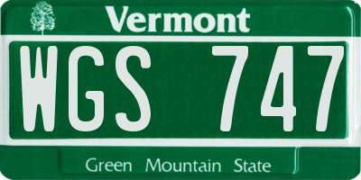 VT license plate WGS747