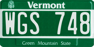 VT license plate WGS748