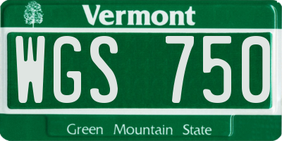 VT license plate WGS750