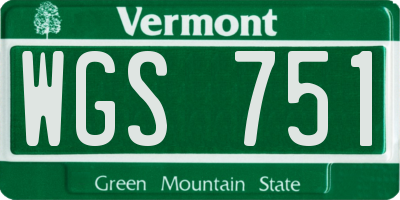 VT license plate WGS751