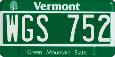 VT license plate WGS752