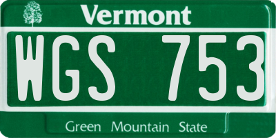 VT license plate WGS753