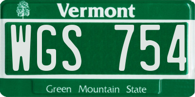 VT license plate WGS754