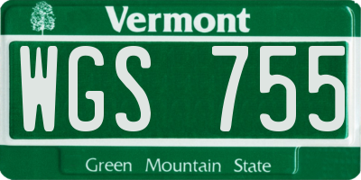 VT license plate WGS755