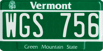 VT license plate WGS756