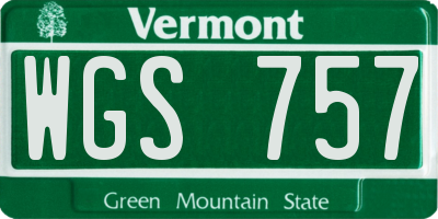 VT license plate WGS757