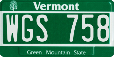 VT license plate WGS758