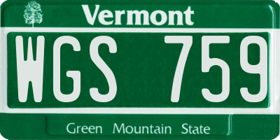 VT license plate WGS759