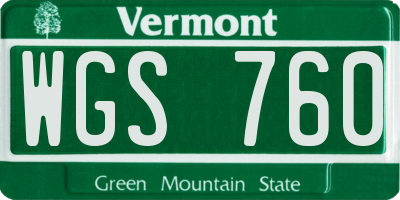 VT license plate WGS760