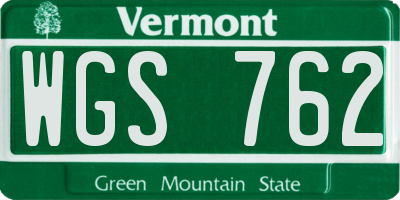 VT license plate WGS762