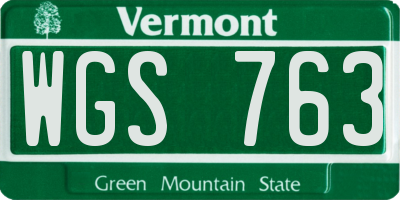 VT license plate WGS763