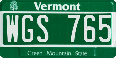 VT license plate WGS765