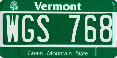 VT license plate WGS768