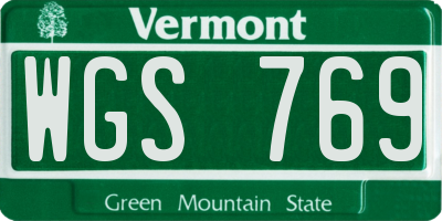 VT license plate WGS769