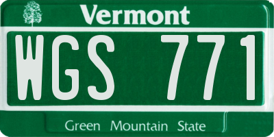 VT license plate WGS771