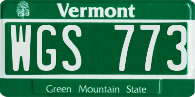 VT license plate WGS773