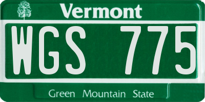VT license plate WGS775