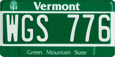 VT license plate WGS776