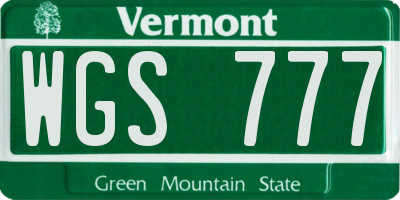 VT license plate WGS777