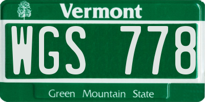 VT license plate WGS778