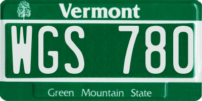 VT license plate WGS780