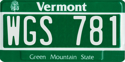 VT license plate WGS781