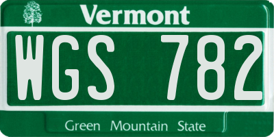 VT license plate WGS782